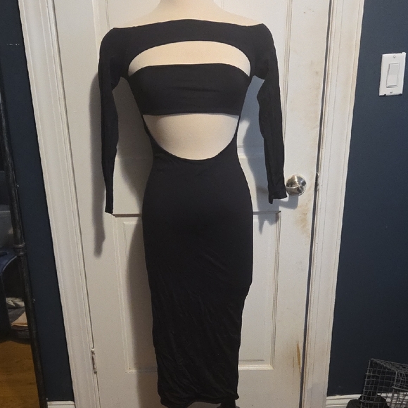 Meshki Dresses & Skirts - Meskhi Elegant Black 3/4 Sleeeve Bodycon Cut-Out Dress